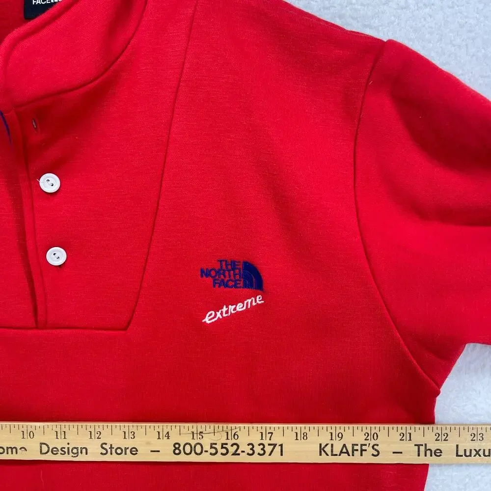 THE NORTH FACE Sweatshirt Mens L EXTREME 1/4 Button Fleece Pullover Red USA VTG